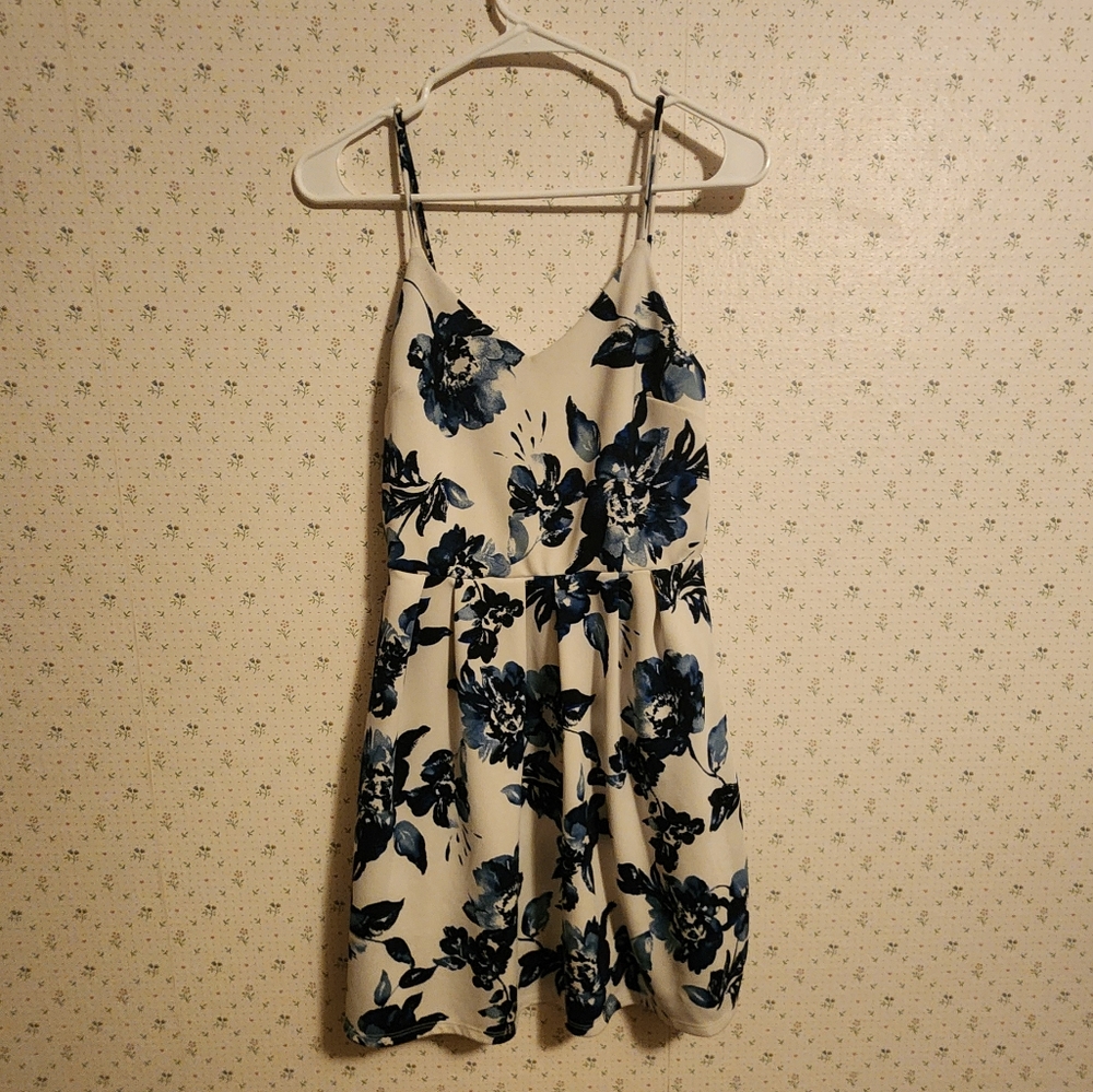 White dress with floral pattern